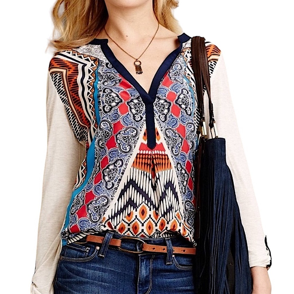 ANTHROPOLOGIE x TINY: Aztec Print Tunic Blouse